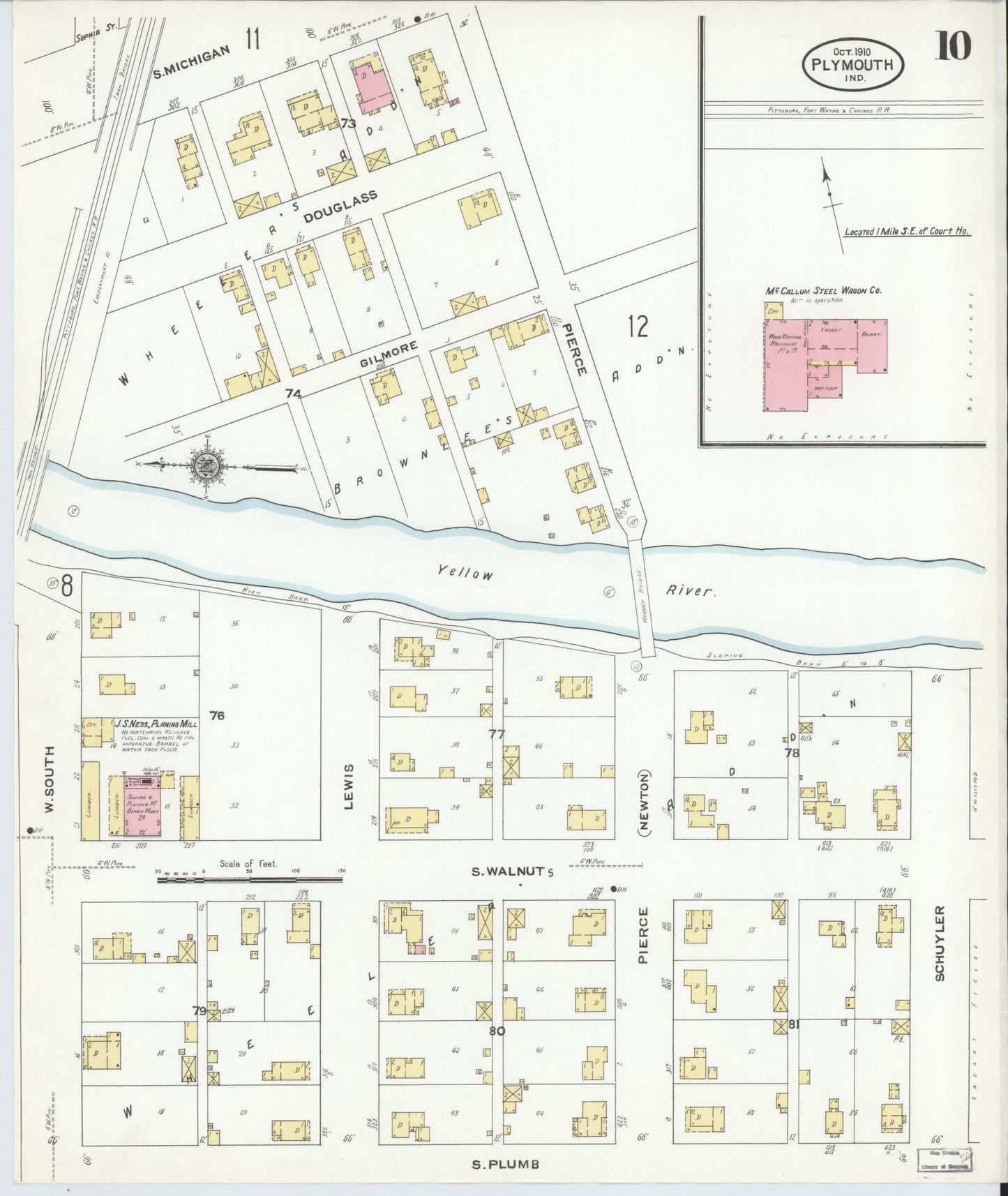 Sanborn Fire Insurance Map from Plymouth, Marhshall County, Indiana (1910), Sheet #0010 - Complete Map Set gallery image, historic Sanborn map, vintage wall art, Indiana Indiana