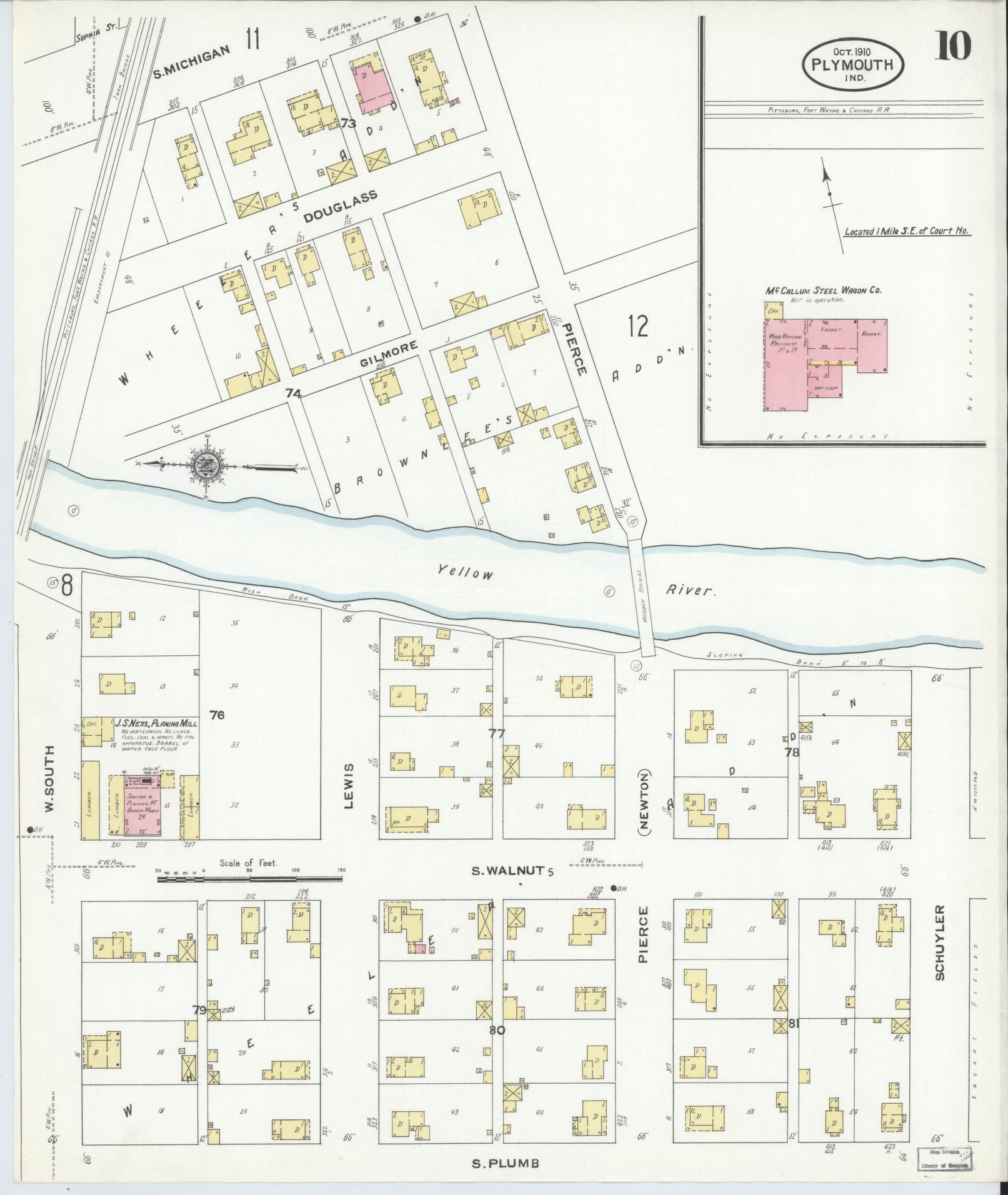 Sanborn Fire Insurance Map from Plymouth, Marhshall County, Indiana (1910), Sheet #0010 - Complete Map Set gallery image, historic Sanborn map, vintage wall art, Indiana Indiana