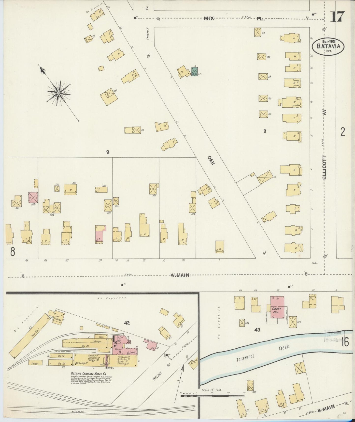 Sanborn Fire Insurance Map from Batavia, Genesee County, New York (1901), Sheet #0017 - Complete Map Set gallery image, historic Sanborn map, vintage wall art, New York New York