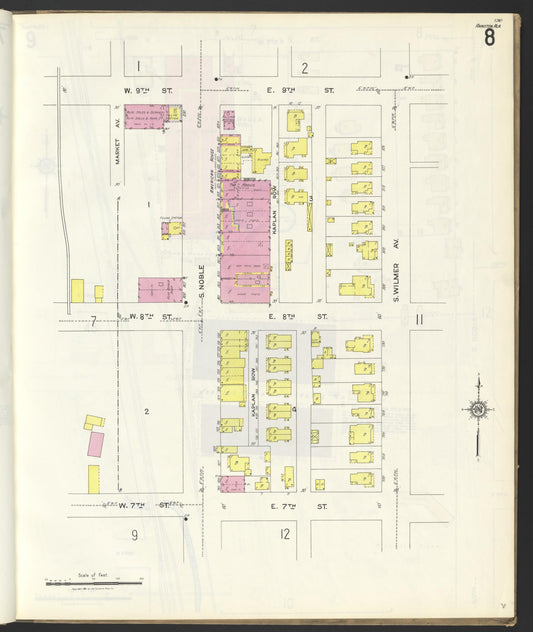 Sanborn Fire Insurance Map from Anniston, Calhoun County, Alabama (1925), Sheet #0008 - Historic Sanborn Fire Insurance Map Print, vintage old map wall art, antique decor, genealogy gift, Alabama Alabama map