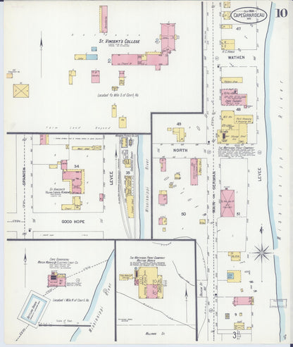 Sanborn Fire Insurance Map from Cape Girardeau, Cape Girardeau County, Missouri (1900), Sheet #0010 - Complete Map Set gallery image, historic Sanborn map, vintage wall art, Missouri Missouri