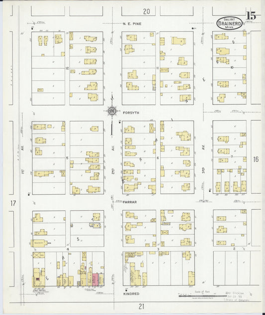 Sanborn Fire Insurance Map from Brainerd, Crow Wing County, Minnesota (1917), Sheet #0015 - Historic Sanborn Fire Insurance Map Print, vintage old map wall art, antique decor, genealogy gift, Minnesota Minnesota map