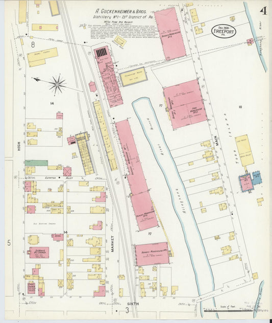 Sanborn Fire Insurance Map from Freeport, Armstrong County, Pennsylvania (1908), Sheet #0004 - Historic Sanborn Fire Insurance Map Print, vintage old map wall art, antique decor, genealogy gift, Pennsylvania Pennsylvania map