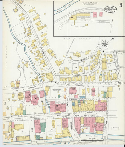 Sanborn Fire Insurance Map from Deadwood, Lawrence County, South Dakota (1903), Sheet #0003 - Complete Map Set gallery image, historic Sanborn map, vintage wall art, South Dakota South Dakota