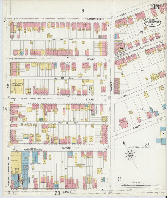 Sanborn Fire Insurance Map from Norristown, Montgomery County, Pennsylvania (1902), Sheet #0015 - Historic Sanborn Fire Insurance Map Print, vintage old map wall art, antique decor, genealogy gift, Pennsylvania Pennsylvania map