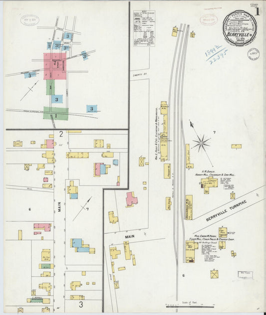 Sanborn Fire Insurance Map from Berryville, Clark County, Virginia (1899), Sheet #0001 - Complete Map Set gallery image, historic Sanborn map, vintage wall art, Virginia Virginia