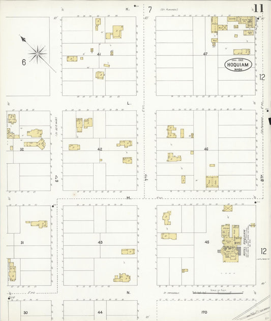 Sanborn Fire Insurance Map from Hoquiam, Grays Harbor County, Washington (1902), Sheet #0011 - Historic Sanborn Fire Insurance Map Print, vintage old map wall art, antique decor, genealogy gift, Washington Washington map