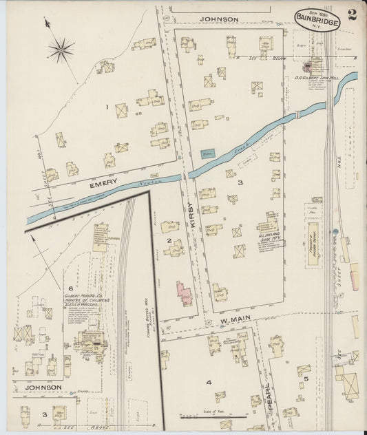 Sanborn Fire Insurance Map from Bainbridge, Chenango County, New York (1885), Sheet #0002 - Historic Sanborn Fire Insurance Map Print, vintage old map wall art, antique decor, genealogy gift, New York New York map