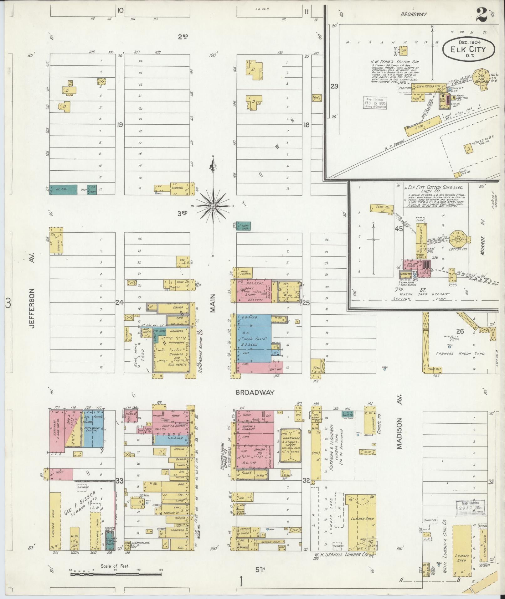 Sanborn Fire Insurance Map from Elk City, Beckham County, Oklahoma (1904), Sheet #0002 - Complete Map Set gallery image, historic Sanborn map, vintage wall art, Oklahoma Oklahoma