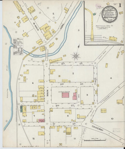 Sanborn Fire Insurance Map from Beattyville, Lee County, Kentucky (1893), Sheet #0001 - Complete Map Set gallery image, historic Sanborn map, vintage wall art, Kentucky Kentucky