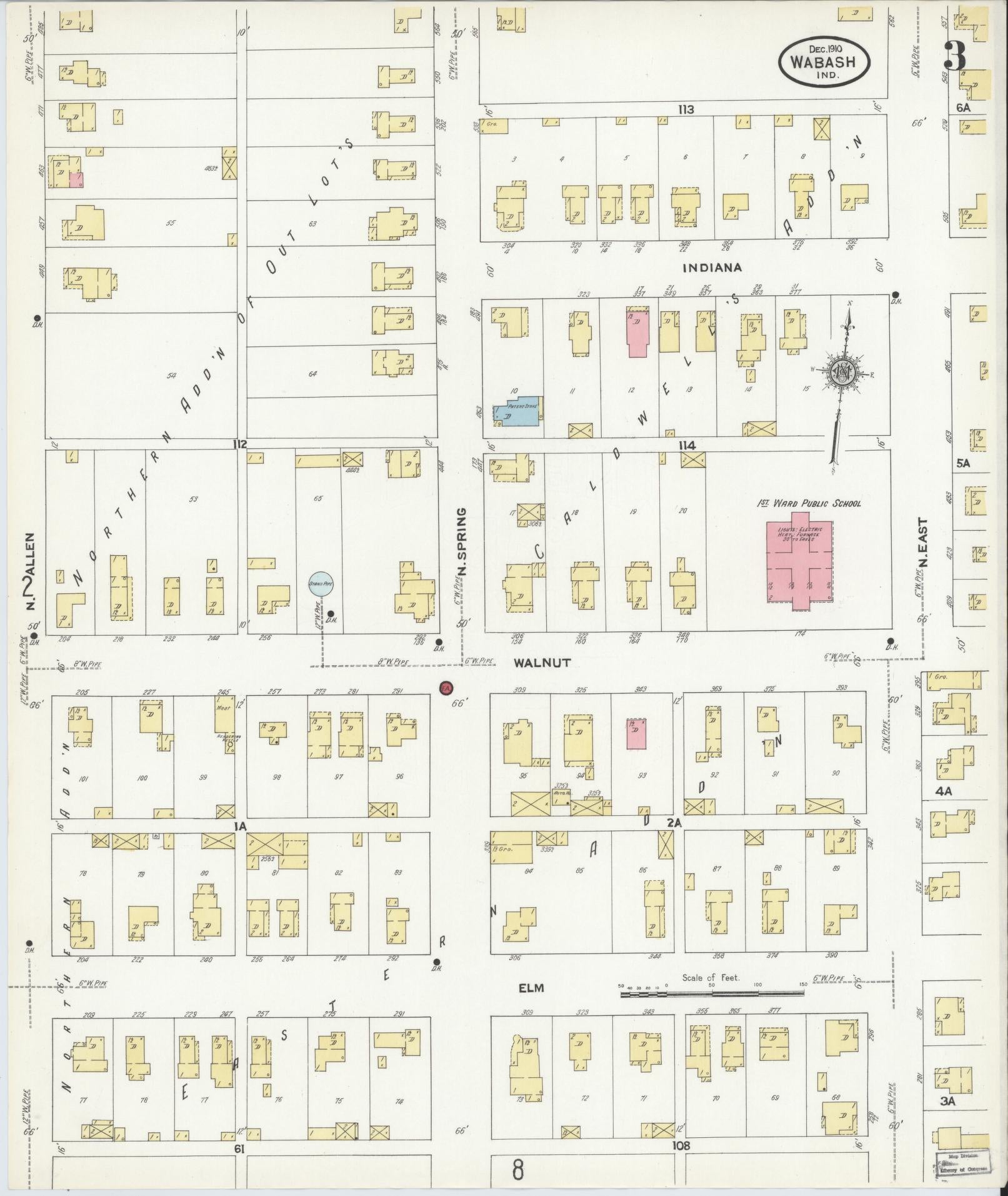Sanborn Fire Insurance Map from Wabash, Wabash County, Indiana (1910), Sheet #0003 - Complete Map Set gallery image, historic Sanborn map, vintage wall art, Indiana Indiana