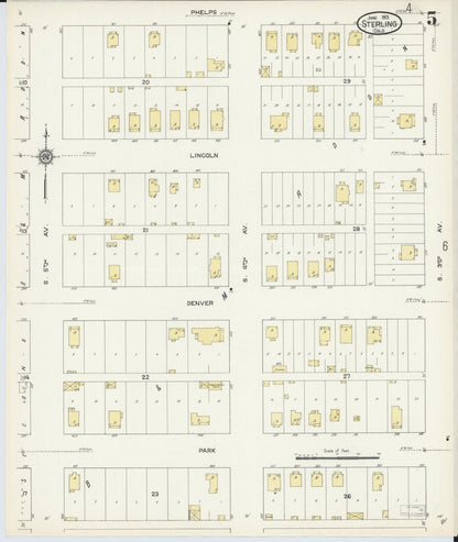 Sanborn Fire Insurance Map from Sterling, Logan County, Colorado (1913), Sheet #0005 - Complete Map Set gallery image, historic Sanborn map, vintage wall art, Colorado Colorado
