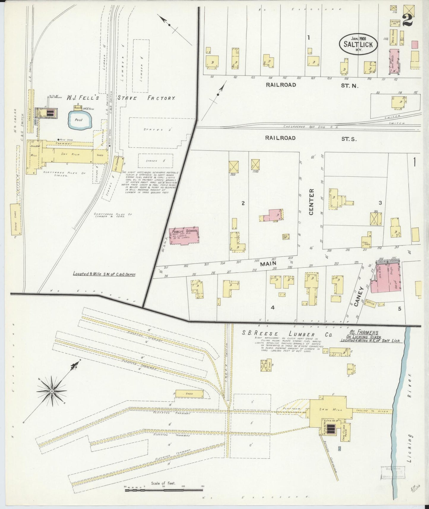 Sanborn Fire Insurance Map from Salt Lick, Bath County, Kentucky (1908), Sheet #0002 - Complete Map Set gallery image, historic Sanborn map, vintage wall art, Kentucky Kentucky