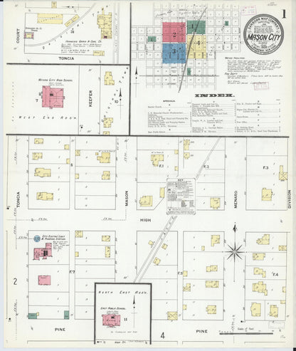 Sanborn Fire Insurance Map from Mason City, Mason County, Illinois (1909), Sheet #0001 - Complete Map Set gallery image, historic Sanborn map, vintage wall art, Illinois Illinois