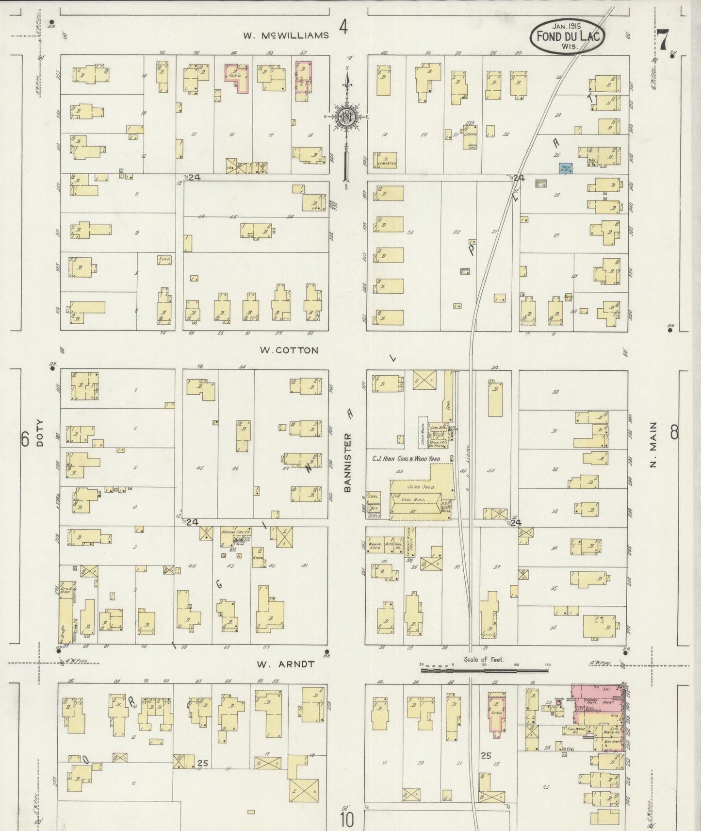 Sanborn Fire Insurance Map from Fond du Lac, Fond du Lac County, Wisconsin (1915), Sheet #0007 - Complete Map Set gallery image, historic Sanborn map, vintage wall art, Wisconsin Wisconsin