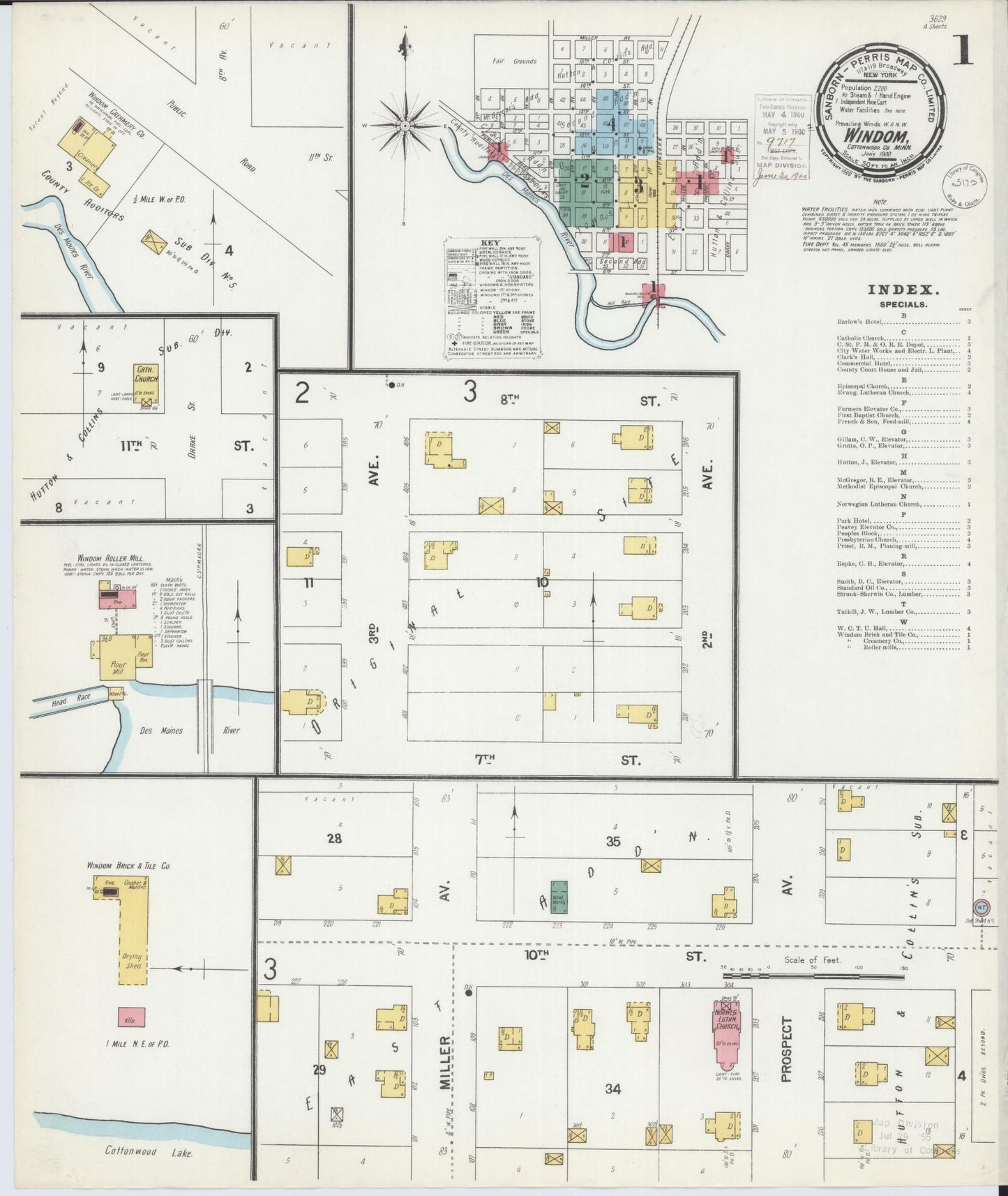 Sanborn Fire Insurance Map from Windom, Cottonwood County, Minnesota (1900), Sheet #0001 - Complete Map Set gallery image, historic Sanborn map, vintage wall art, Minnesota Minnesota