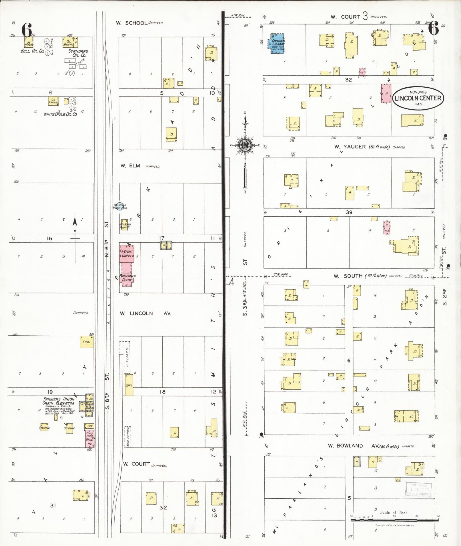 Sanborn Fire Insurance Map from Lincoln, Lincoln County, Kansas (1928), Sheet #0006 - Complete Map Set gallery image, historic Sanborn map, vintage wall art, Kansas Kansas