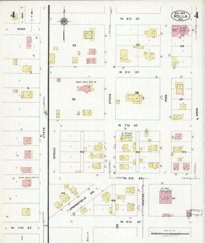 Sanborn Fire Insurance Map from Rolla, Phelps County, Missouri (1924), Sheet #0004 - Complete Map Set gallery image, historic Sanborn map, vintage wall art, Missouri Missouri