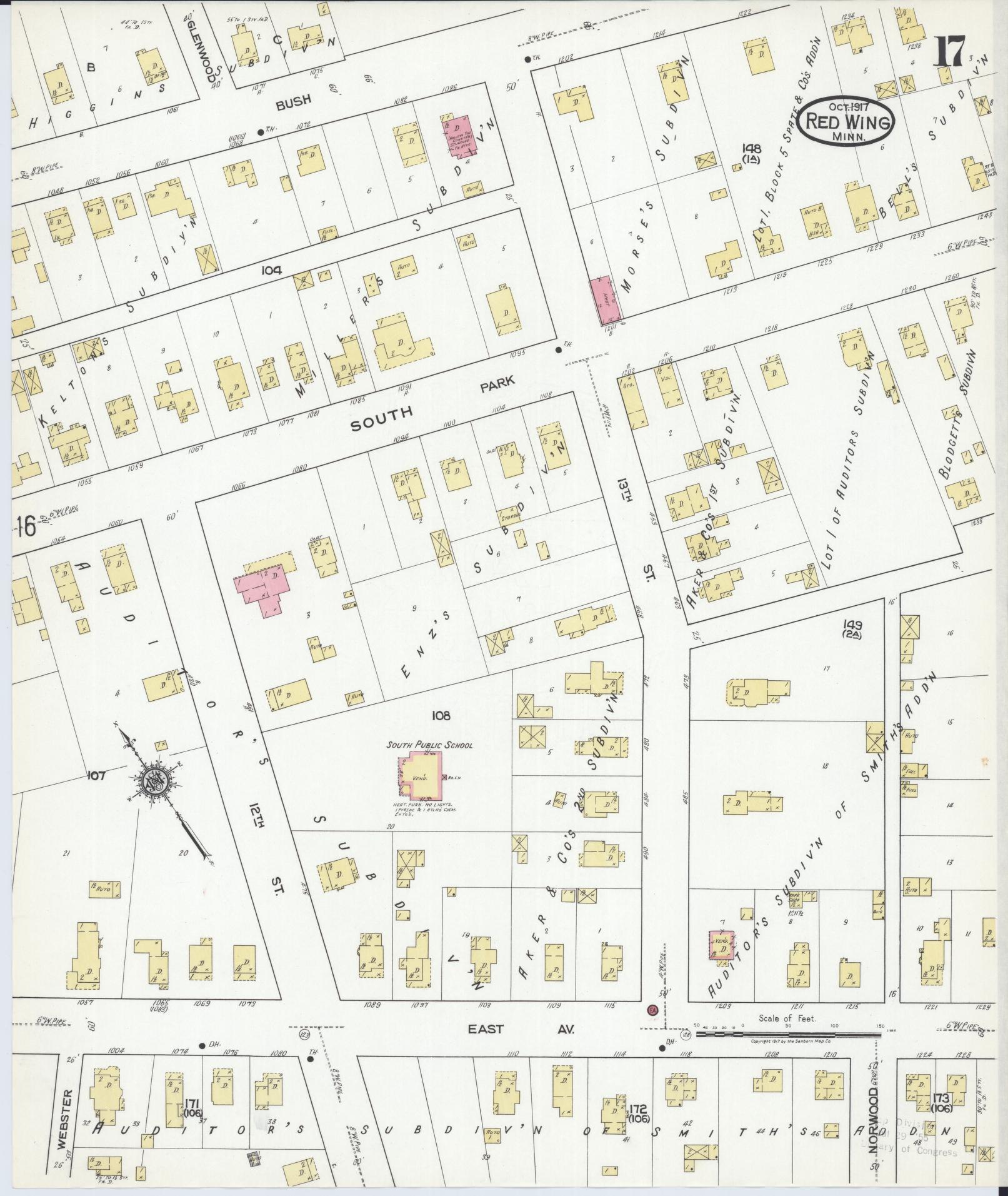 Sanborn Fire Insurance Map from Red Wing, Goodhue County, Minnesota (1917), Sheet #0017 - Historic Sanborn Fire Insurance Map Print, vintage old map wall art, antique decor, genealogy gift, Minnesota Minnesota map