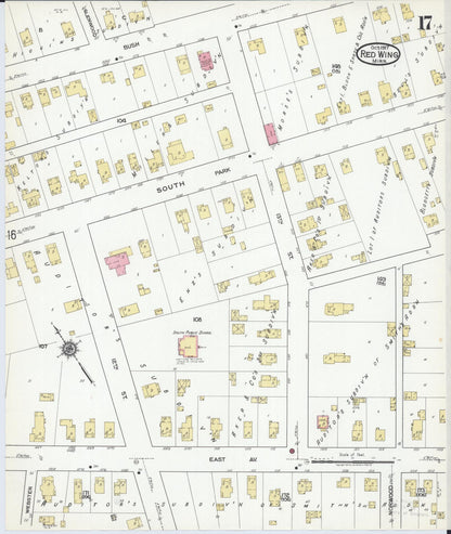 Sanborn Fire Insurance Map from Red Wing, Goodhue County, Minnesota (1917), Sheet #0017 - Historic Sanborn Fire Insurance Map Print, vintage old map wall art, antique decor, genealogy gift, Minnesota Minnesota map