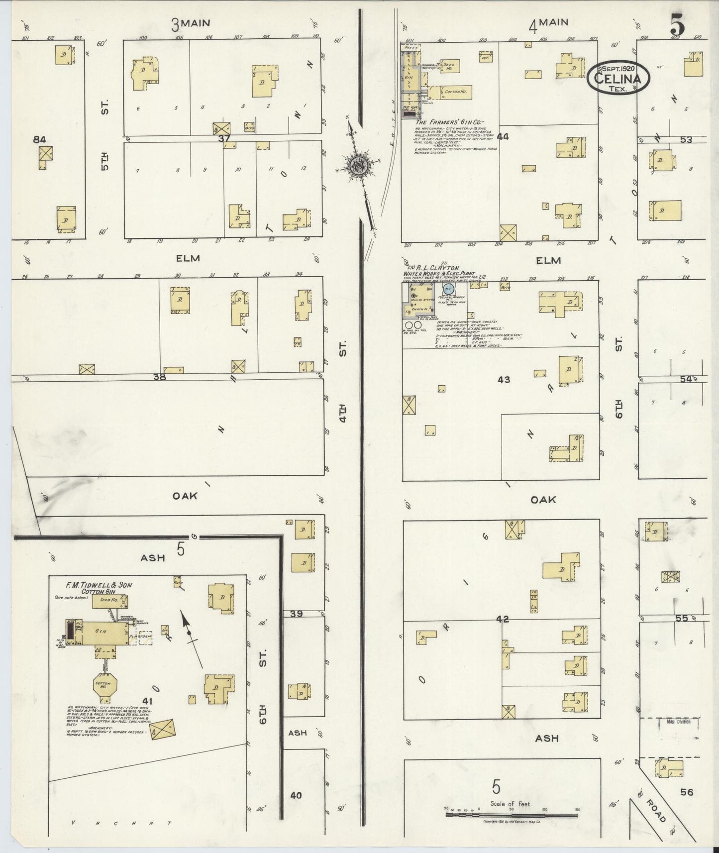 Sanborn Fire Insurance Map from Celina, Collin County, Texas (1920), Sheet #0005 - Complete Map Set gallery image, historic Sanborn map, vintage wall art, Texas Texas