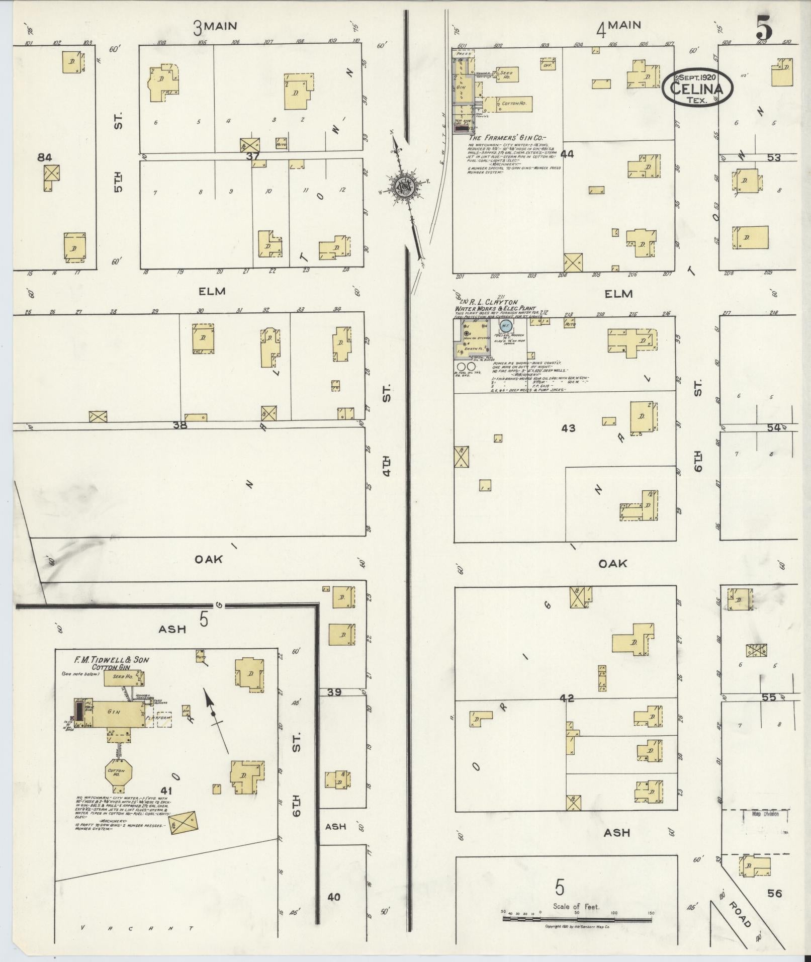 Sanborn Fire Insurance Map from Celina, Collin County, Texas (1920), Sheet #0005 - Complete Map Set gallery image, historic Sanborn map, vintage wall art, Texas Texas