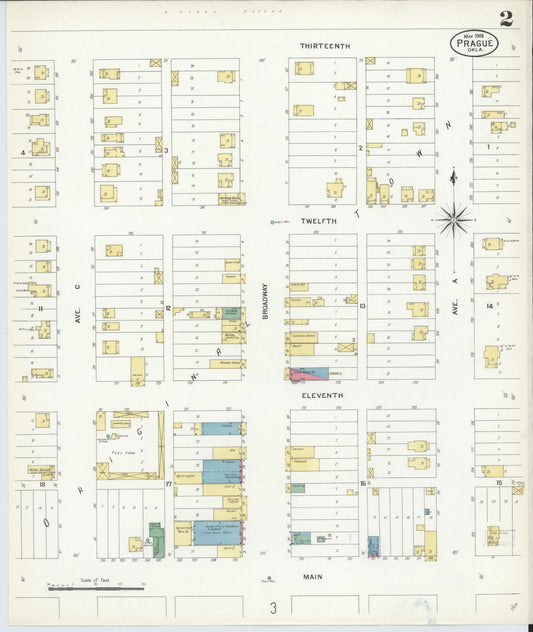 Sanborn Fire Insurance Map from Prague, Lincoln County, Oklahoma (1908), Sheet #0002 - Historic Sanborn Fire Insurance Map Print, vintage old map wall art, antique decor, genealogy gift, Oklahoma Oklahoma map