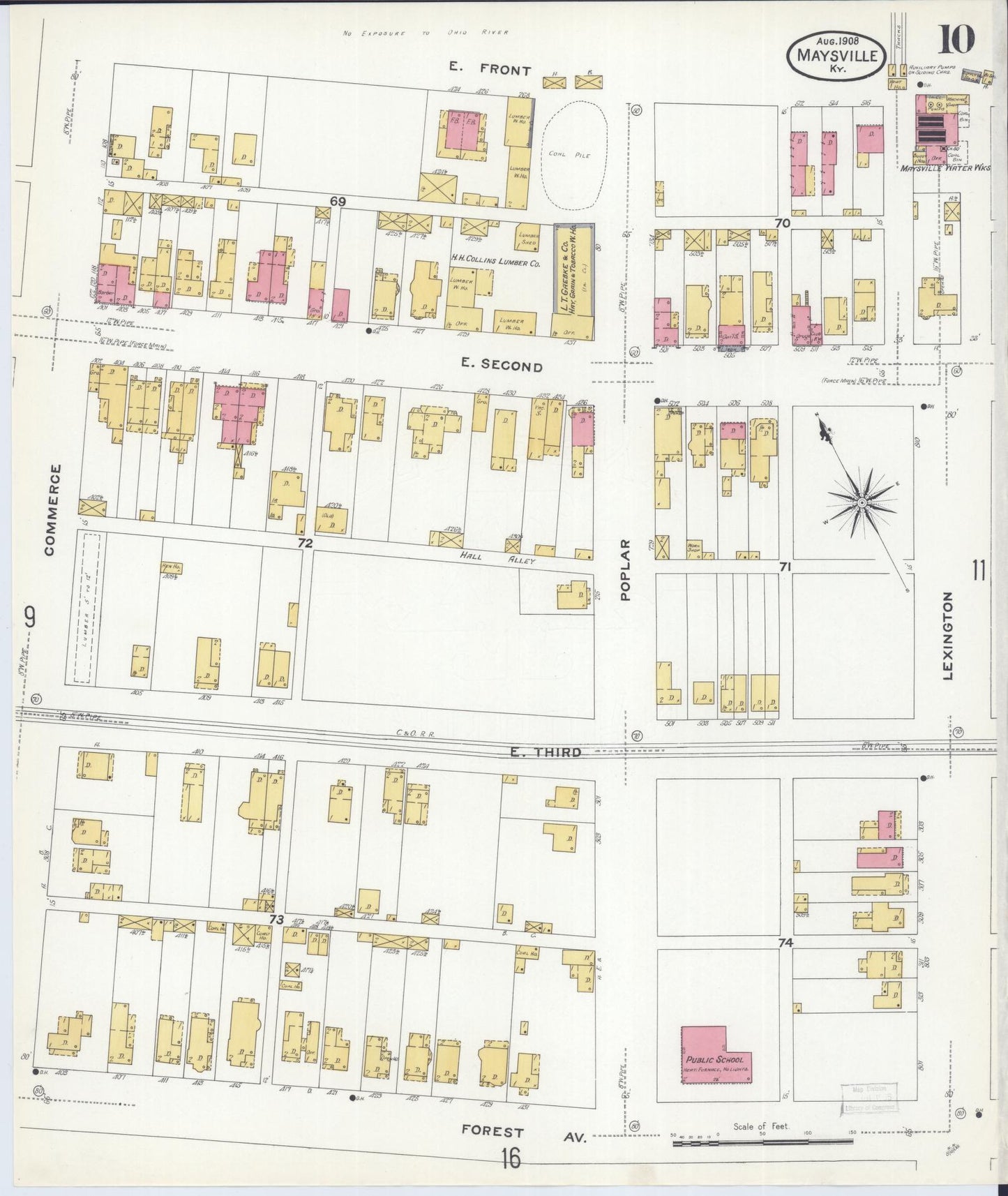 Sanborn Fire Insurance Map from Maysville, Mason County, Kentucky (1908), Sheet #0010 - Complete Map Set gallery image, historic Sanborn map, vintage wall art, Kentucky Kentucky