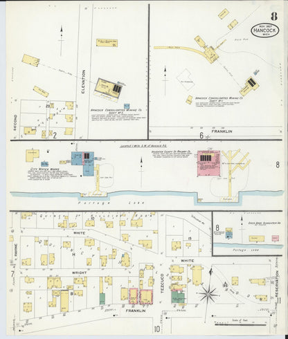 Sanborn Fire Insurance Map from Hancock, Houghton County, Michigan (1907), Sheet #0008 - Complete Map Set gallery image, historic Sanborn map, vintage wall art, Michigan Michigan