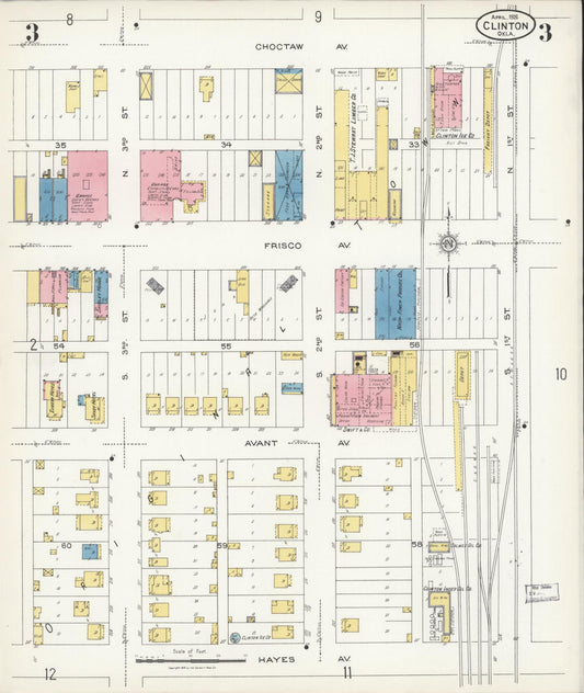 Sanborn Fire Insurance Map from Clinton, Custer County, Oklahoma (1926), Sheet #0003 - Historic Sanborn Fire Insurance Map Print, vintage old map wall art, antique decor, genealogy gift, Oklahoma Oklahoma map