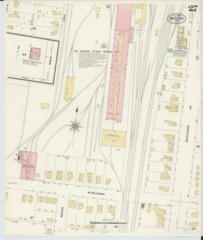 Sanborn Fire Insurance Map from Marion, Marion County, Ohio (1908), Sheet #0027 - Complete Map Set gallery image, historic Sanborn map, vintage wall art, Ohio Ohio