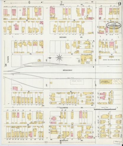 Sanborn Fire Insurance Map from Jeffersonville, Clark County, Indiana (1898), Sheet #0009 - Historic Sanborn Fire Insurance Map Print, vintage old map wall art, antique decor, genealogy gift, Indiana Indiana map