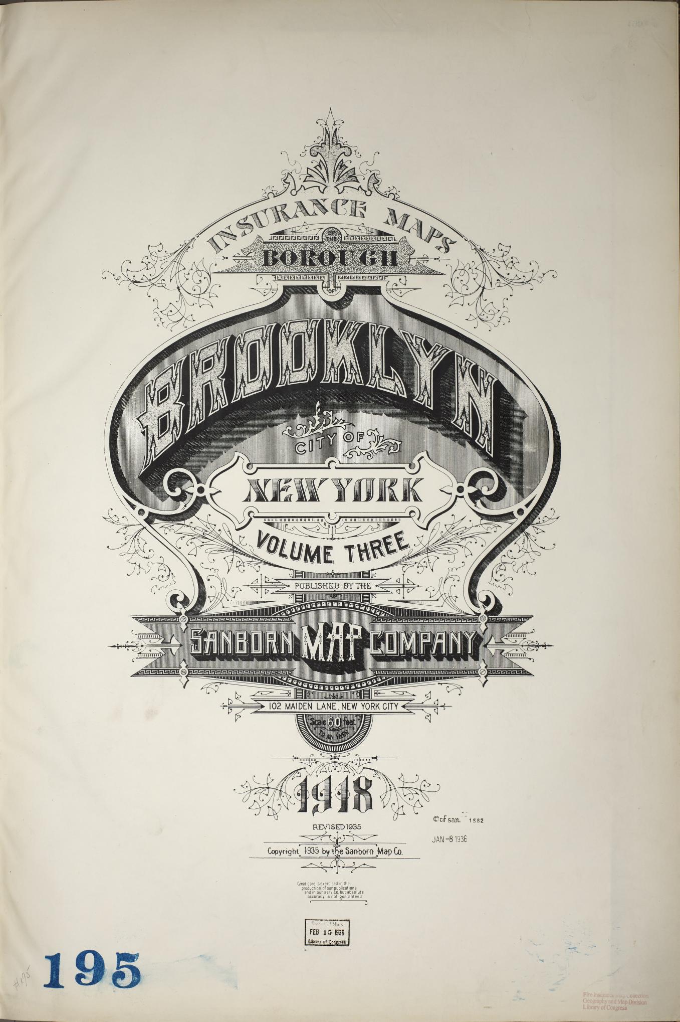 Sanborn Fire Insurance Map from Brooklyn, Kings County, New York. (1935) – Historic Sanborn Fire Insurance Map Print