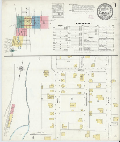 Sanborn Fire Insurance Map from Crockett, Houston County, Texas (1912), Sheet #0001 - Complete Map Set gallery image, historic Sanborn map, vintage wall art, Texas Texas