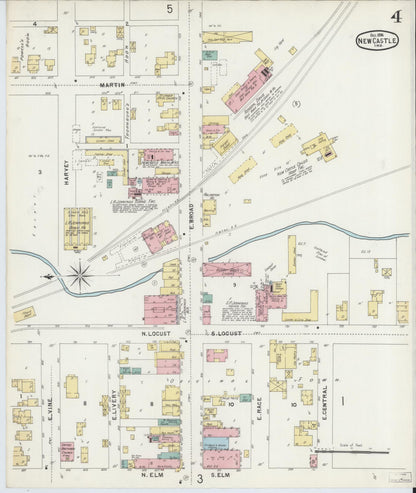 Sanborn Fire Insurance Map from New Castle, Henry County, Indiana (1896), Sheet #0004 - Complete Map Set gallery image, historic Sanborn map, vintage wall art, Indiana Indiana