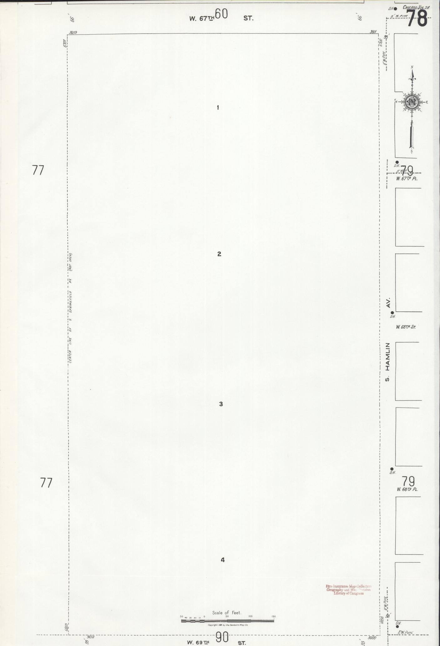 Sanborn Fire Insurance Map from Chicago, Cook County, Illinois (1920), Sheet #0078 - Historic Sanborn Fire Insurance Map Print, vintage old map wall art, antique decor, genealogy gift, Illinois Illinois map