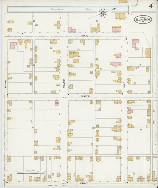 Sanborn Fire Insurance Map from Selins Grove, Snyder County, Pennsylvania (1899), Sheet #0004 - Historic Sanborn Fire Insurance Map Print, vintage old map wall art, antique decor, genealogy gift, Pennsylvania Pennsylvania map