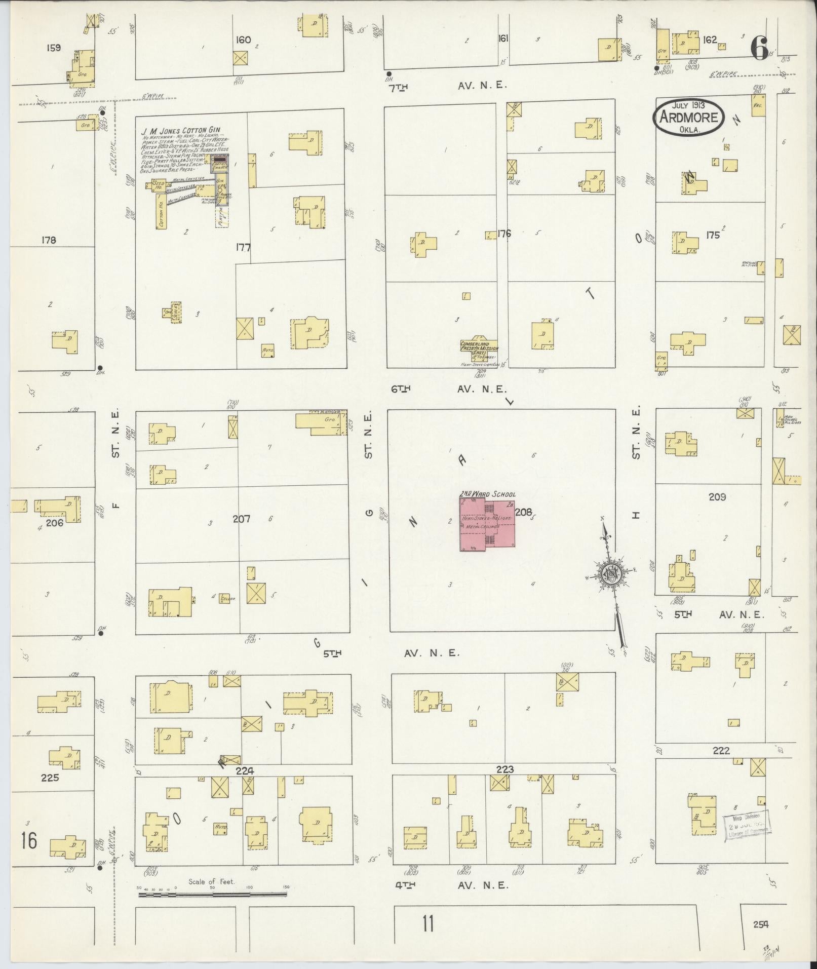 Sanborn Fire Insurance Map from Ardmore, Carter County, Oklahoma (1913), Sheet #0006 - Complete Map Set gallery image, historic Sanborn map, vintage wall art, Oklahoma Oklahoma