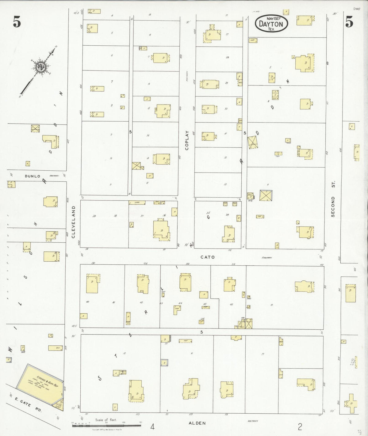 Sanborn Fire Insurance Map from Dayton, Liberty County, Texas (1927), Sheet #0005 - Complete Map Set gallery image, historic Sanborn map, vintage wall art, Texas Texas