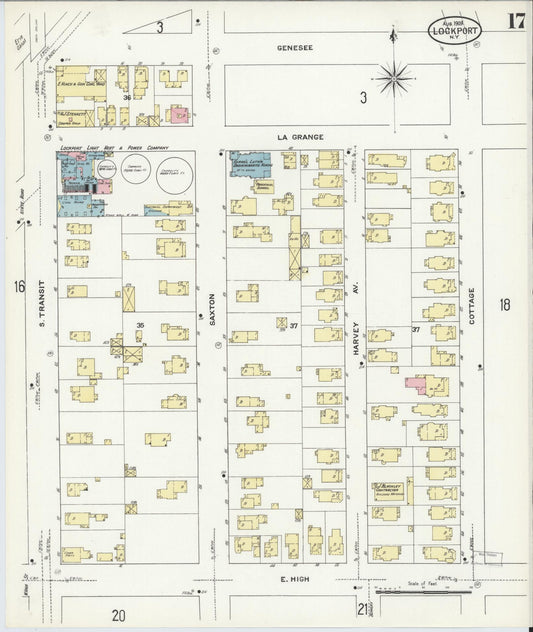 Sanborn Fire Insurance Map from Lockport, Niagara County, New York (1909), Sheet #0017 - Historic Sanborn Fire Insurance Map Print, vintage old map wall art, antique decor, genealogy gift, New York New York map