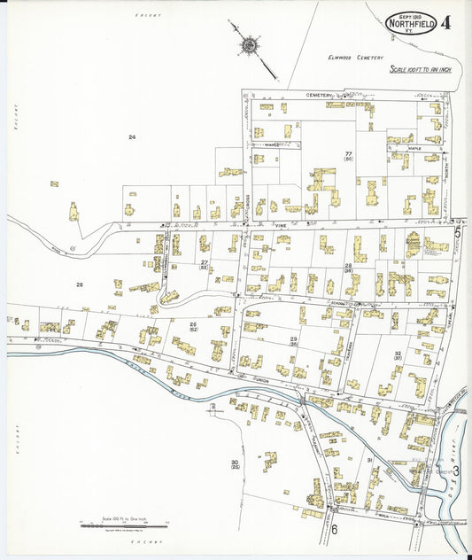 Sanborn Fire Insurance Map from Northfield, Washington County, Vermont (1919), Sheet #0004 - Historic Sanborn Fire Insurance Map Print, vintage old map wall art, antique decor, genealogy gift, Vermont Vermont map