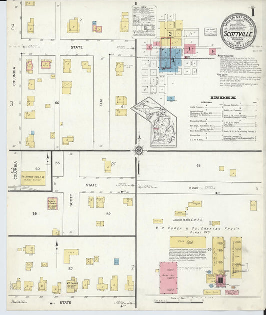 Sanborn Fire Insurance Map from Scottville, Mason County, Michigan (1916), Sheet #0001 - Historic Sanborn Fire Insurance Map Print, vintage old map wall art, antique decor, genealogy gift, Michigan Michigan map