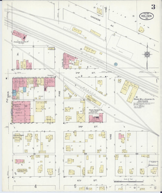 Sanborn Fire Insurance Map from Holden, Johnson County, Missouri (1914), Sheet #0003 - Historic Sanborn Fire Insurance Map Print, vintage old map wall art, antique decor, genealogy gift, Missouri Missouri map