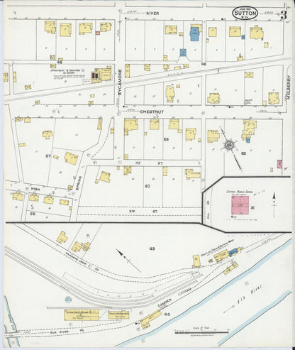 Sanborn Fire Insurance Map from Sutton, Braxton County, West Virginia (1921), Sheet #0003 - Complete Map Set gallery image, historic Sanborn map, vintage wall art, West Virginia West Virginia