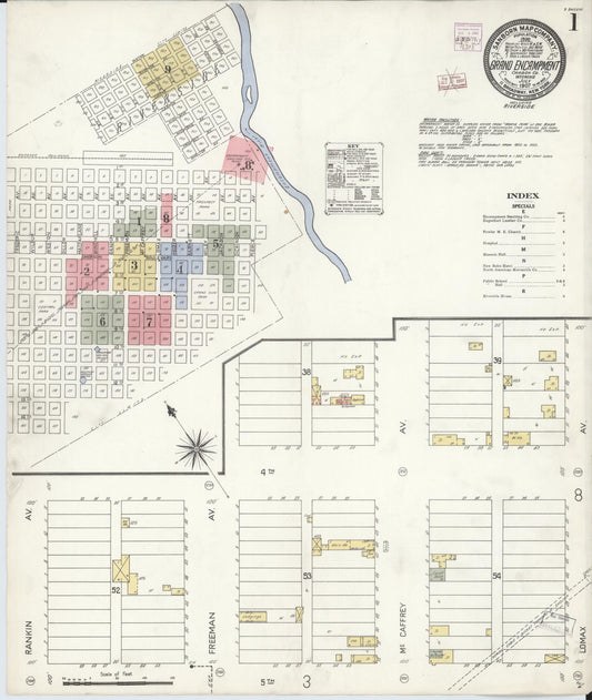 Sanborn Fire Insurance Map from Grand Encampment, Carbon County, Wyoming (1907), Sheet #0001 - Historic Sanborn Fire Insurance Map Print, vintage old map wall art, antique decor, genealogy gift, Wyoming Wyoming map