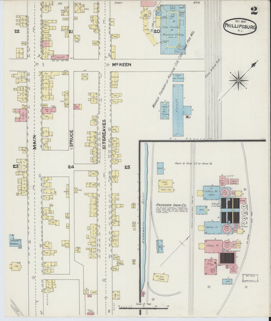 Sanborn Fire Insurance Map from Phillipsburg, Warren County, New Jersey (1890), Sheet #0002 - Complete Map Set gallery image, historic Sanborn map, vintage wall art, New Jersey New Jersey