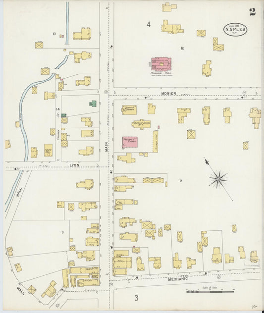 Sanborn Fire Insurance Map from Naples, Ontario County, New York (1898), Sheet #0002 - Historic Sanborn Fire Insurance Map Print, vintage old map wall art, antique decor, genealogy gift, New York New York map