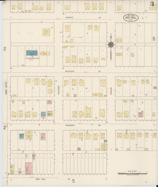 Sanborn Fire Insurance Map from Greybull, Big Horn County, Wyoming (1918), Sheet #0003 - Historic Sanborn Fire Insurance Map Print, vintage old map wall art, antique decor, genealogy gift, Wyoming Wyoming map