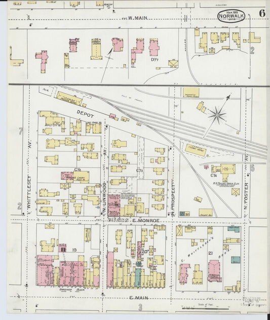 Sanborn Fire Insurance Map from Norwalk, Huron County, Ohio (1893), Sheet #0006 - Historic Sanborn Fire Insurance Map Print, vintage old map wall art, antique decor, genealogy gift, Ohio Ohio map