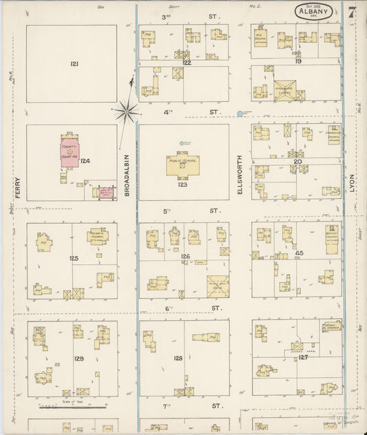 Sanborn Fire Insurance Map from Albany, Linn County, Oregon (1888), Sheet #0007 - Historic Sanborn Fire Insurance Map Print, vintage old map wall art, antique decor, genealogy gift, Oregon Oregon map
